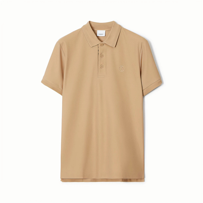 burberry circular tb monogram embroidery cotton pique polo shirt